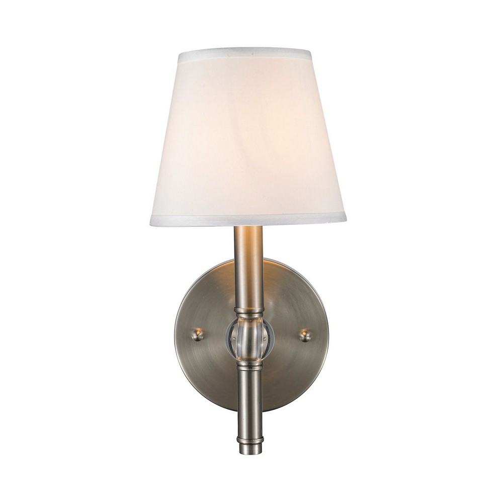 Golden Lighting-3500-1W PW-CWH-Waverly - 1 Light Wall Sconce in Traditional style - 12.25 Inches high by 6 Inches wide Pewter Classic White Aged Brass Finish